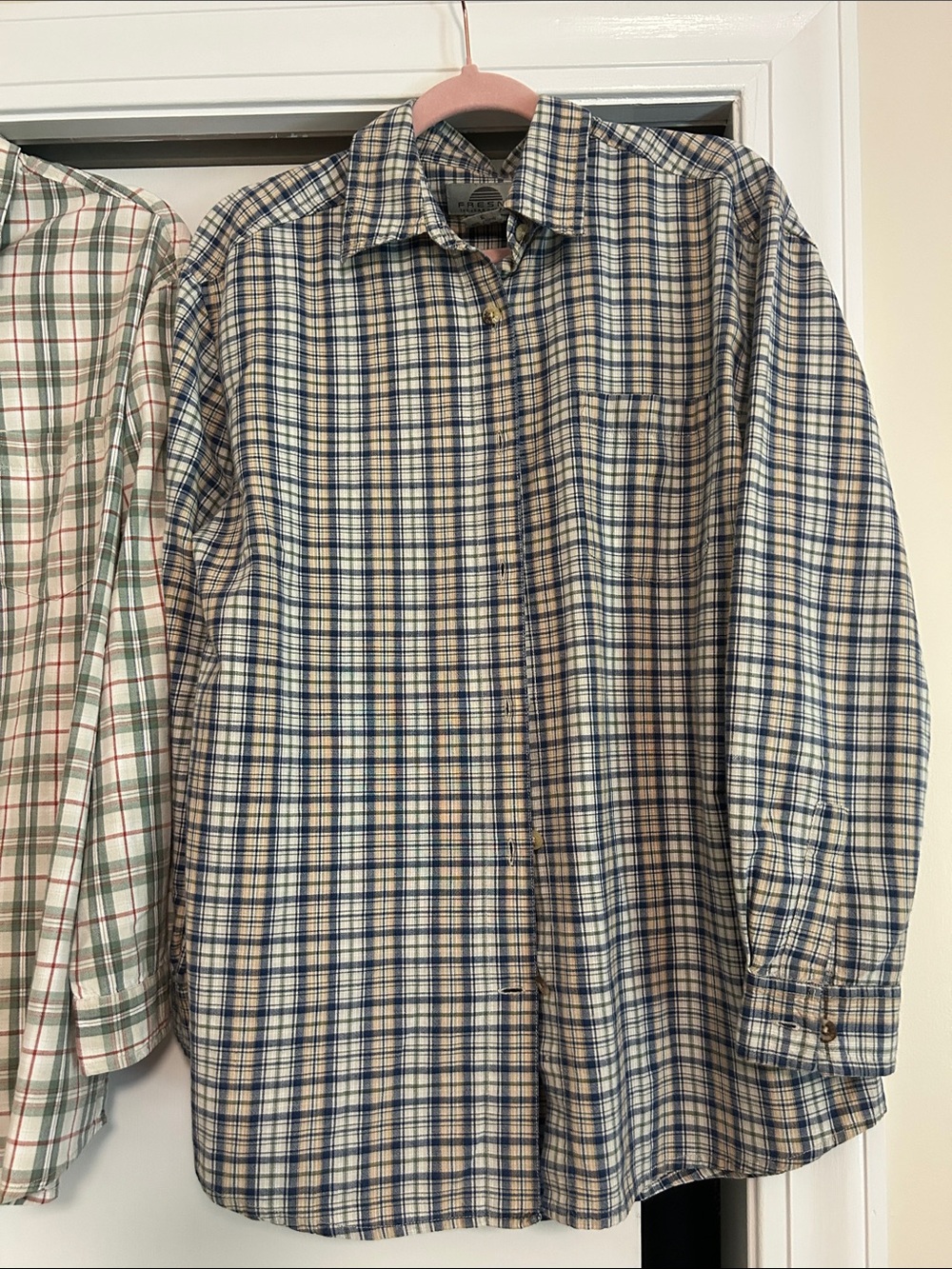 Women’s Button-Down Plaid Shirt in Navy and White